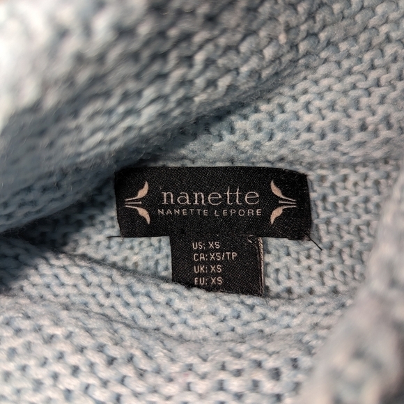 NANETTE LEPORE Baby Blue Wool Knit Crewneck Sweater Size Extra-Small - Picture 10 of 12